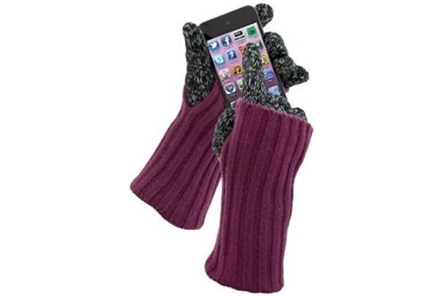 Knit Gloves Wine/black Heather Medium